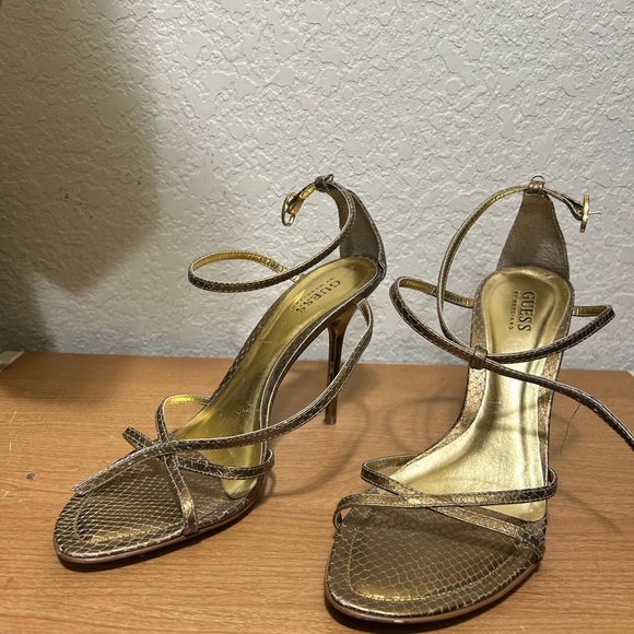 Guess Gold Strappy Heels - Picture 1 of 5